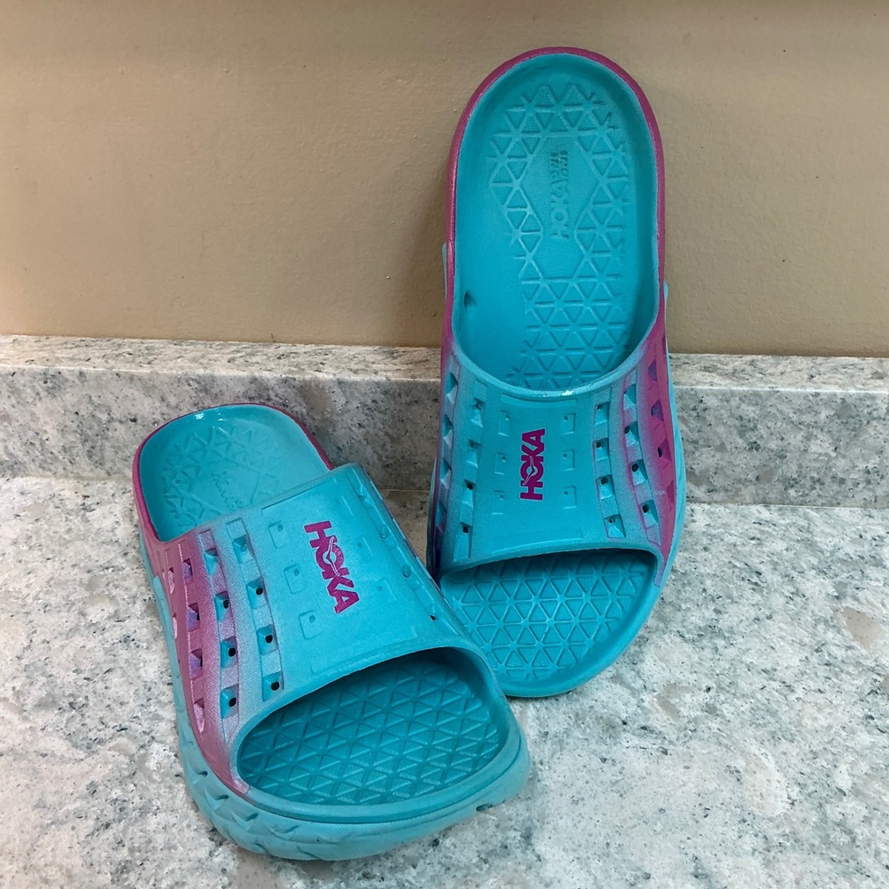 Hoka One One Slide Ora Recovery 2 Size 7 Blue Pink Gradient Cushioned Sandals
